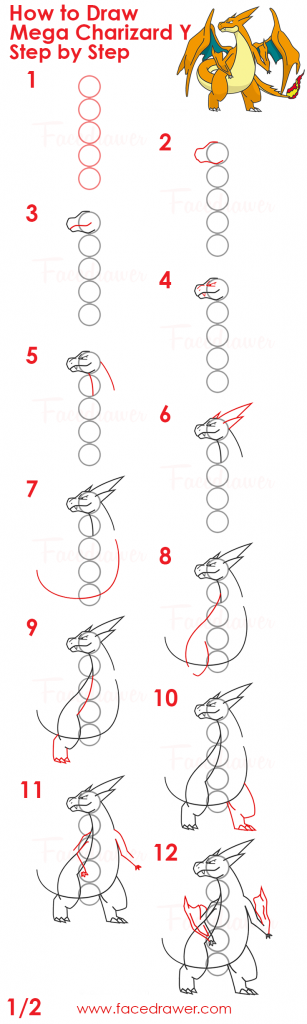 how to draw mega charizard step by step 1 infographic