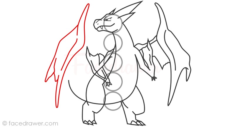 how to draw mega charizard y step 15