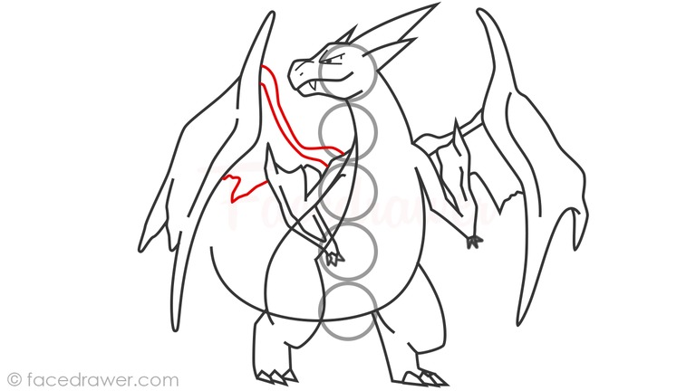 how to draw mega charizard y step 16