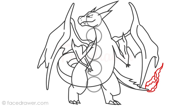 how to draw mega charizard y step 19