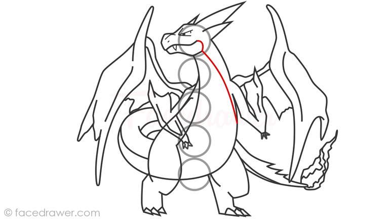 how to draw mega charizard y step 20