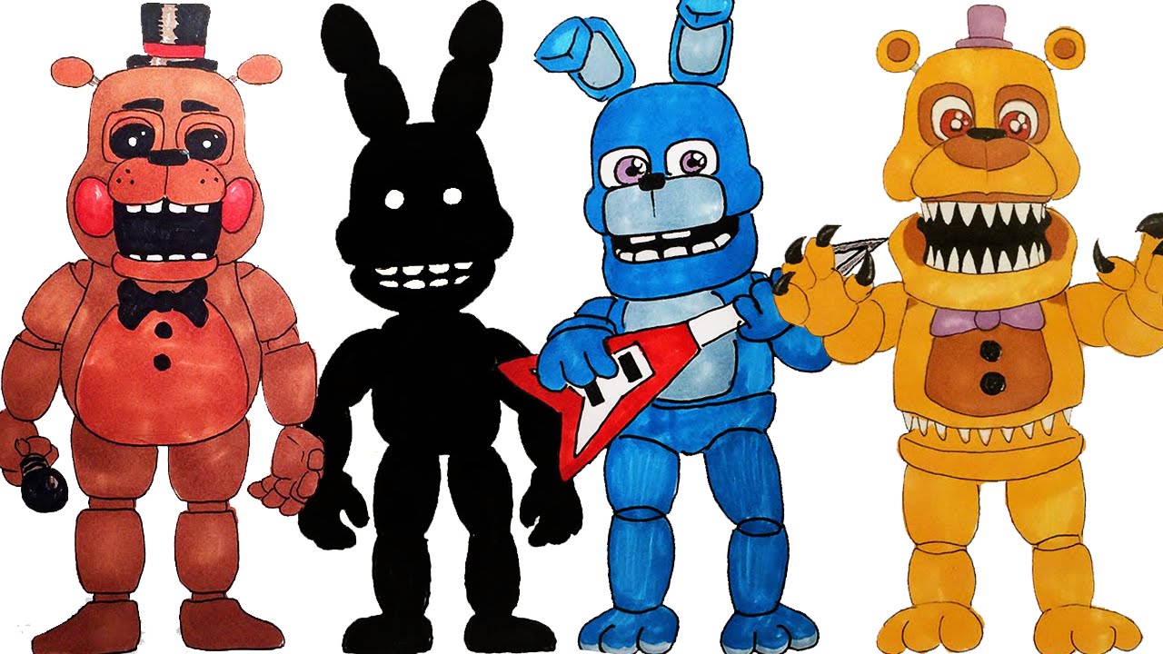 All of my FNaF world drawings How to draw drawing lessons part 2