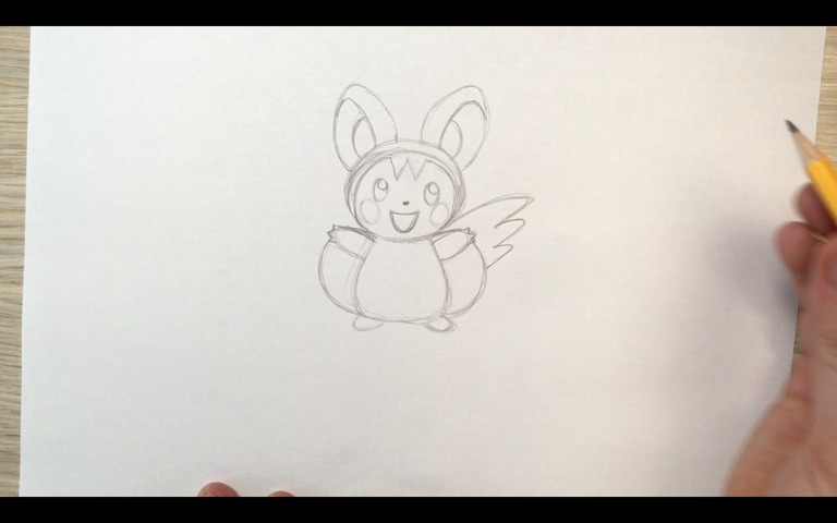emolga pokemon drawing lesson step 11
