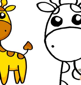 how to draw cute cartoon giraffe step by step