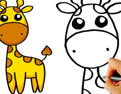 how to draw cute cartoon giraffe step by step