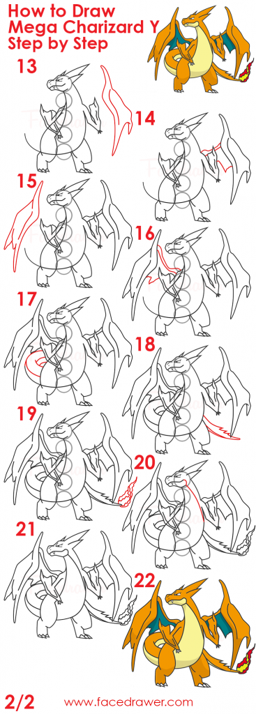 how to draw mega charizard step by step 2 infographic 2