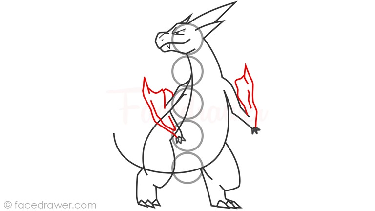 how to draw mega charizard y step 12