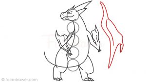 how to draw mega charizard y step 13