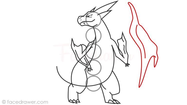 how to draw mega charizard y step 13