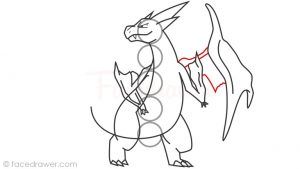 how to draw mega charizard y step 14