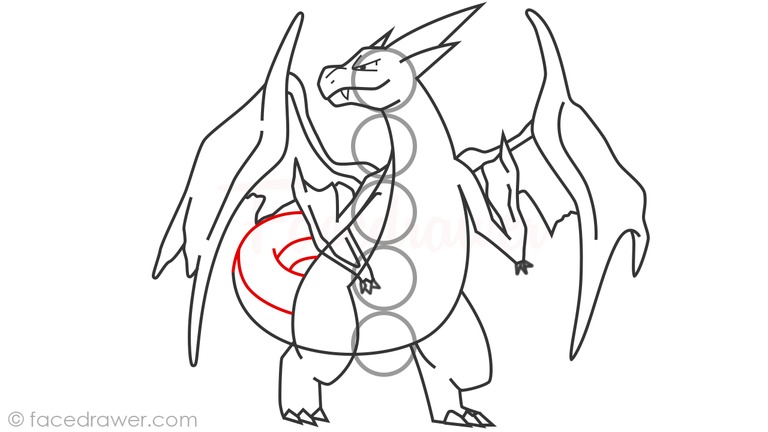 how to draw mega charizard y step 17