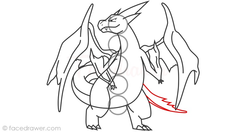 how to draw mega charizard y step 18