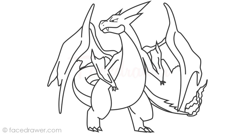 how to draw mega charizard