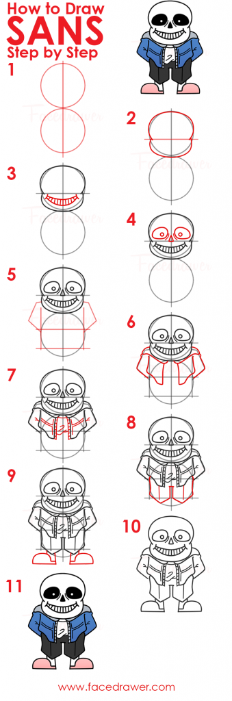 how to draw fullbody sans step by step infographic