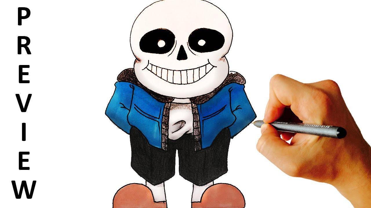 How to draw Sans from Undertale easy step by step drawing lesson ...