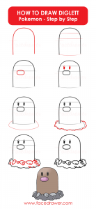 How to draw Diglett Pokemon Step by Step Infographic