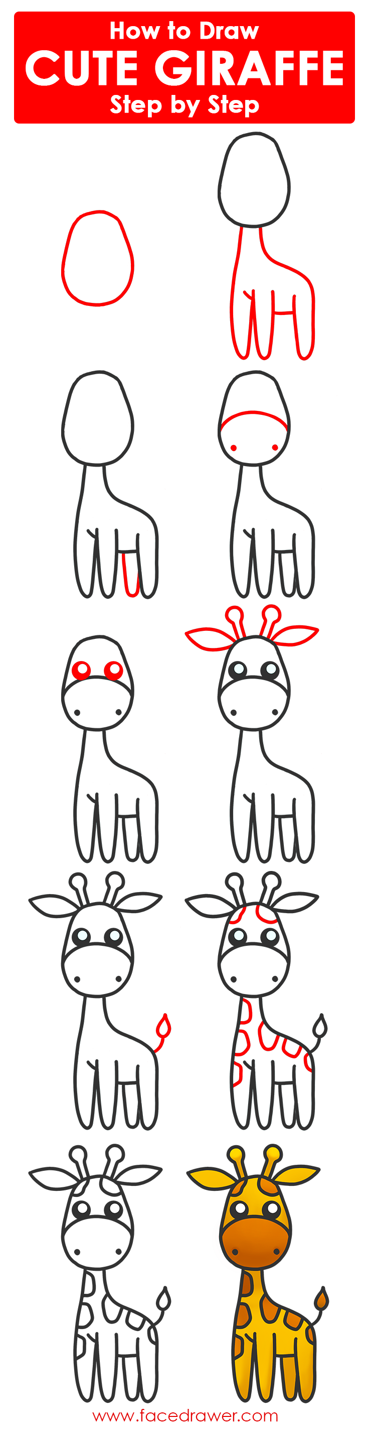 How to draw Giraffe step by step | Facedrawer